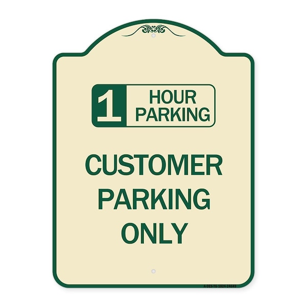 1 Hour Parking Customer Parking Heavy-Gauge Aluminum Architectural Sign, 24" x 18", TG-1824-24649